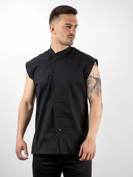 ΠΟΥΚΑΜΙΣΟ Αμάνικο Oversized με λοξό κούμπωμα