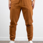 Παντελόνι Jogger Loose Fit Λινό Ταμπά