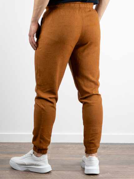 Παντελόνι Jogger Loose Fit Λινό Ταμπά