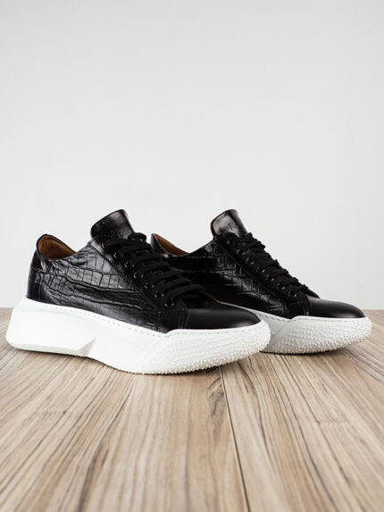 Παπούτσι Δερμάτινο άνετη Γραμμή Μάυρο