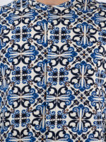 Πουκάμισο Εμπριμέ Slim Fit Λευκό/Μπλέ