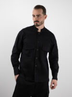 Πουκάμισο Oversized Με Μάο Γιακά Μάυρο