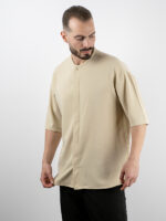 Πουκάμισο Oversized 3/4 Μανίκι Μπέζ