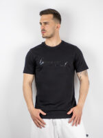 T-Shirt Slim Fit Mε Στάμπα Μάυρο