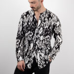 Πουκάμισο Εμπριμέ Slim Fit Λευκό/Μαύρο