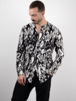 Πουκάμισο Εμπριμέ Slim Fit Λευκό/Μαύρο