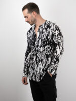 Πουκάμισο Εμπριμέ Slim Fit Λευκό/Μαύρο