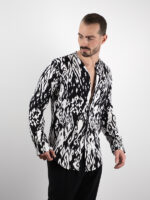 Πουκάμισο Εμπριμέ Slim Fit Λευκό/Μαύρο