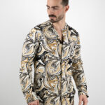 Πουκάμισο Εμπριμέ Slim Fit Μαύρο/Καφέ