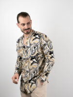 Πουκάμισο Εμπριμέ Slim Fit Μαύρο/Καφέ