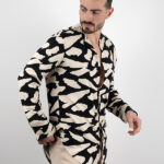 Πουκάμισο Εμπριμέ Slim Fit Μαύρο/Καφέ