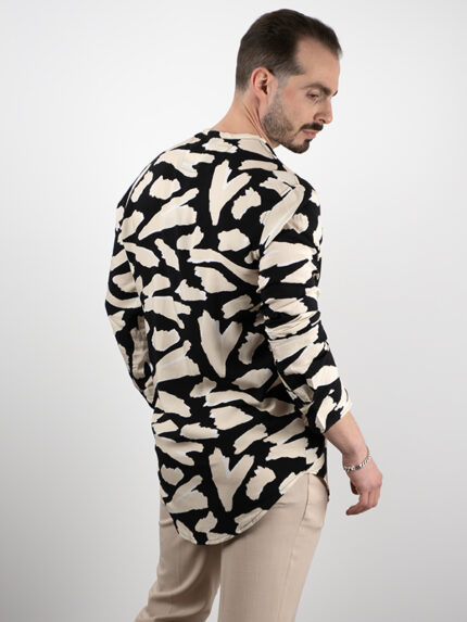 Πουκάμισο Εμπριμέ Slim Fit Μαύρο/Καφέ