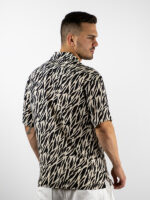 Πουκάμισο Εμπριμέ Overzised 3/4 Μανίκι Λευκό/Μαύρο