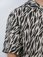 Πουκάμισο Εμπριμέ Overzised 3/4 Μανίκι Λευκό/Μαύρο