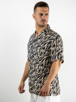 Πουκάμισο Εμπριμέ Overzised 3/4 Μανίκι Λευκό/Μαύρο