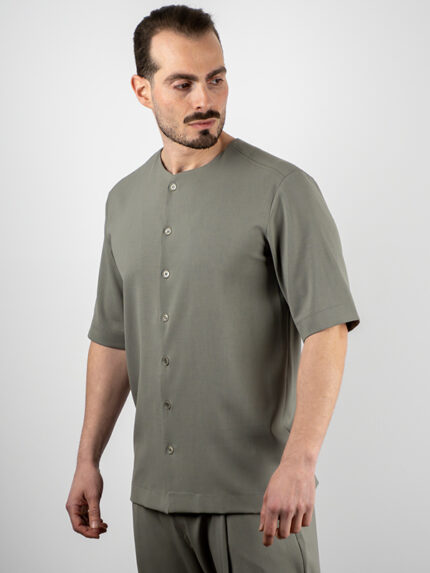 Παντελόνι Jogger Loose Fit & Πουκάμισο Neckless Λαδί