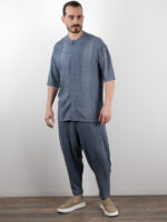 Παντελόνι Jogger Balloon & Πουκάμισο Λινό 3/4 Μανίκι Γαλάζιο