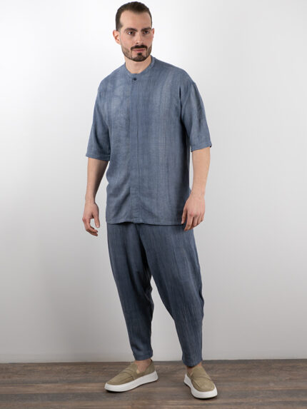 Παντελόνι Jogger Balloon & Πουκάμισο Λινό 3/4 Μανίκι Γαλάζιο