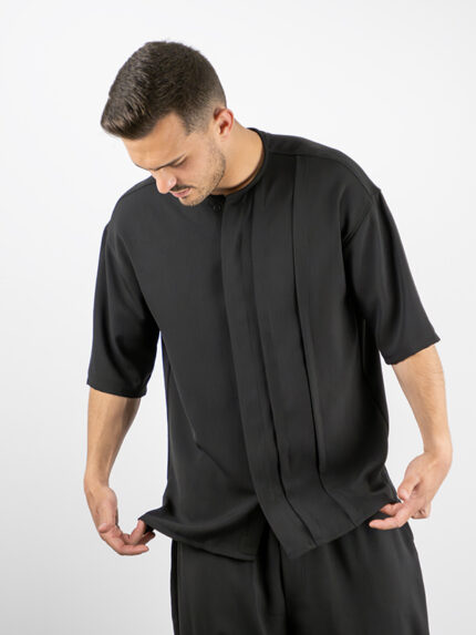 Πουκάμισο με Πατιλέτα Oversized Μαύρο