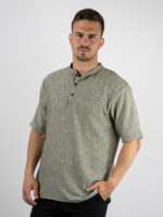 T-Shirt Μάο Μονόχρωμη Regular Fit Λαδί