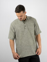 T-Shirt Μάο Μονόχρωμη Regular Fit Λαδί