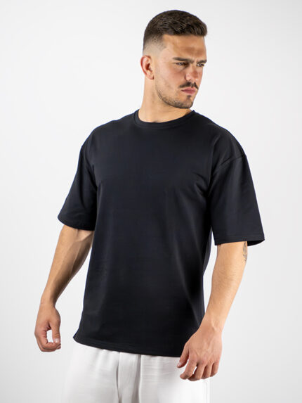T-Shirt Oversized Mονόχρωμο Μαύρο