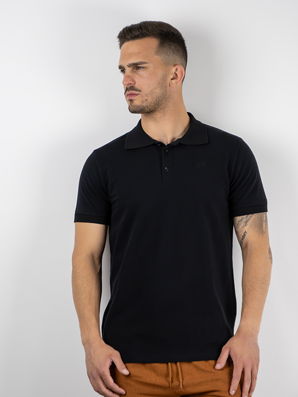 vol2-tshirt-polo-110113-mauro-01-1.jpg T-Shirt Polo Μονόχρωμη Regular Fit Μαύρο