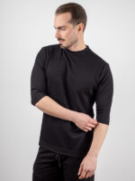 T-Shirt Καλαμπόκι Μονόχρωμο 3/4 Μανίκι Μαύρο