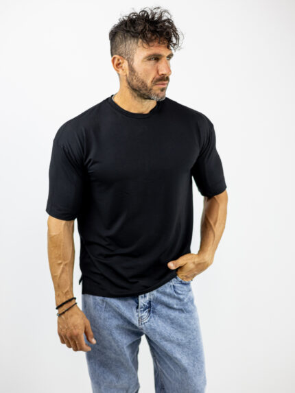 T-Shirt Modal Regular Fit Μαύρο