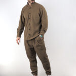 Πουκάμισο Regular Fit Mandarin Collar Ταμπά