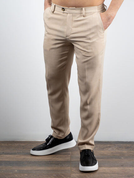 Παντελόνι Chinos Λινό Με Λάστιχο Μπέζ