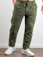 Παντελόνι Lino Jogger Loose Fit Λαδί