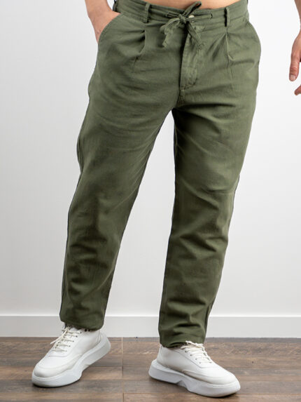 Παντελόνι Lino Jogger Loose Fit Λαδί