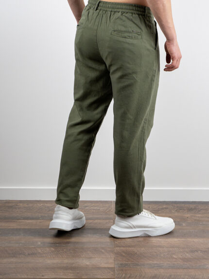 Παντελόνι Lino Jogger Loose Fit Λαδί