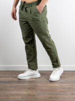 Παντελόνι Lino Jogger Loose Fit Λαδί