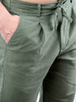 Παντελόνι Lino Jogger Loose Fit Λαδί