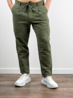 Παντελόνι Lino Jogger Loose Fit Λαδί