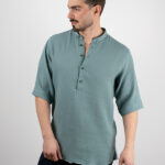 Πουκάμισο Overzised Με Μάο Γιακά Μέντα