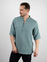 Πουκάμισο Overzised Με Μάο Γιακά Μέντα