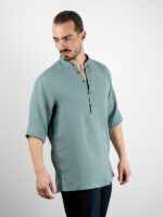 Πουκάμισο Overzised Με Μάο Γιακά Μέντα