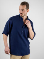 Πουκάμισο Overzised Με Μάο Γιακά Μπλέ.