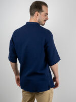 Πουκάμισο Overzised Με Μάο Γιακά Μπλέ.