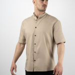 Πουκάμισο Oversized Με Μάο Γιακά Μπέζ