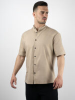 Πουκάμισο Oversized Με Μάο Γιακά Μπέζ