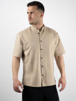 Πουκάμισο Oversized Με Μάο Γιακά Μπέζ