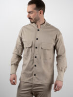 Πουκάμισο Oversized Με Μάο Γιακά Μπέζ