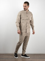 Πουκάμισο Oversized Με Μάο Γιακά Μπέζ