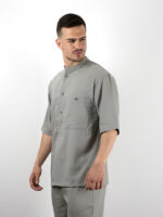 Παντελόνι Jogger Loose Fit & Πουκάμισο 3/4 Μανίκι Γκρί Ανοιχτό