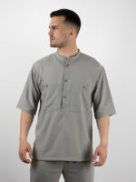 Παντελόνι Jogger Loose Fit & Πουκάμισο 3/4 Μανίκι Γκρί Ανοιχτό