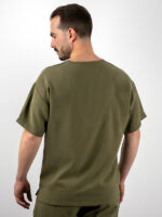 T-Shirt Oversized Μονόχρωμη με Ραφή Λαδί